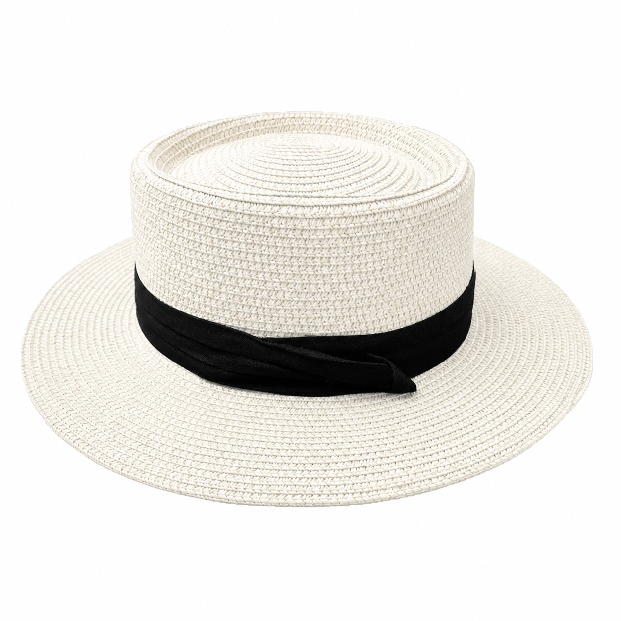 Bamboo Fiber Panama Boater Hat — Milk White