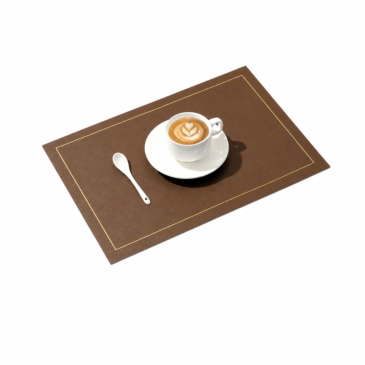 Embossed Leather Dining Placemat — Brown