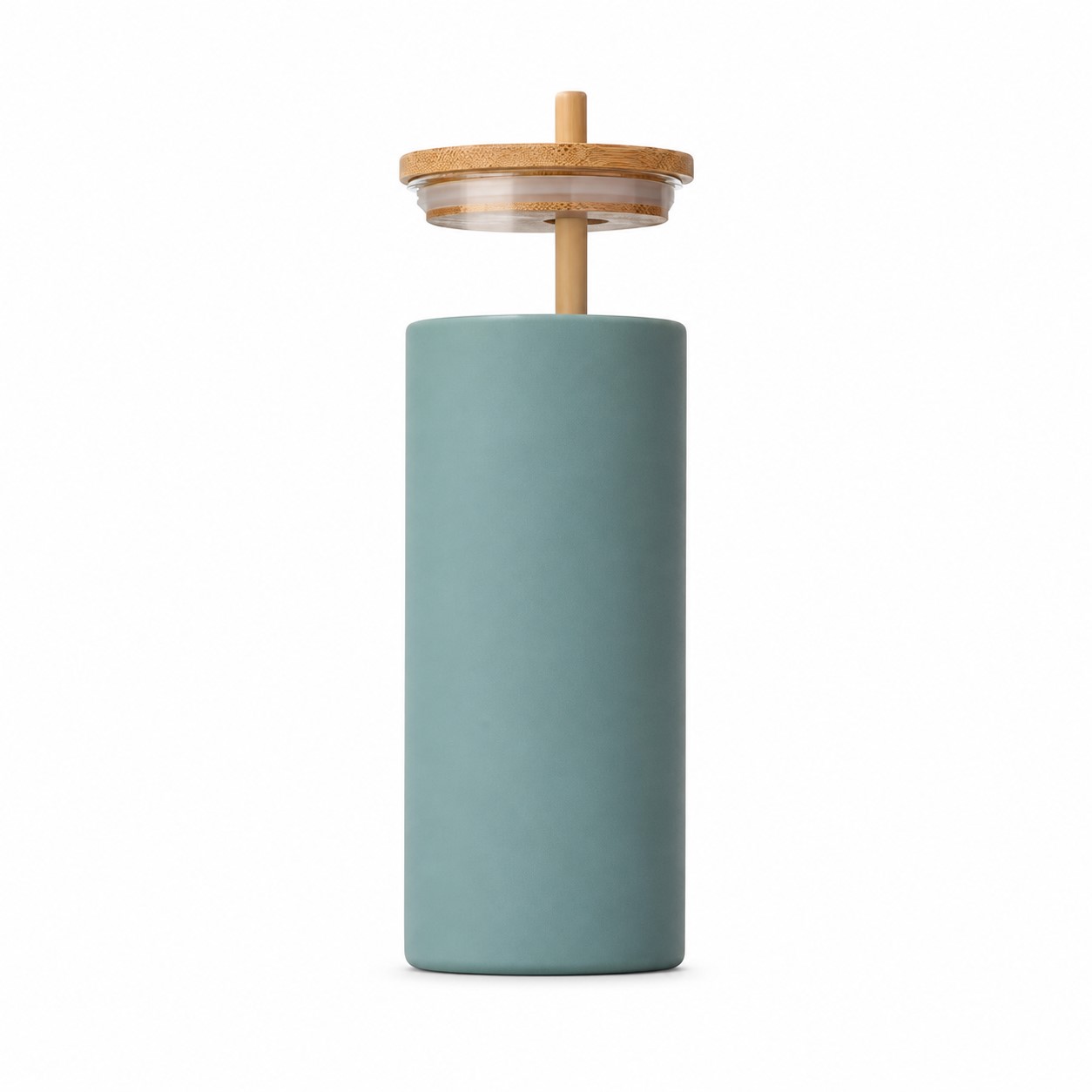 Bamboo Lidded 17 Oz Glass Straw Tumbler — view 2