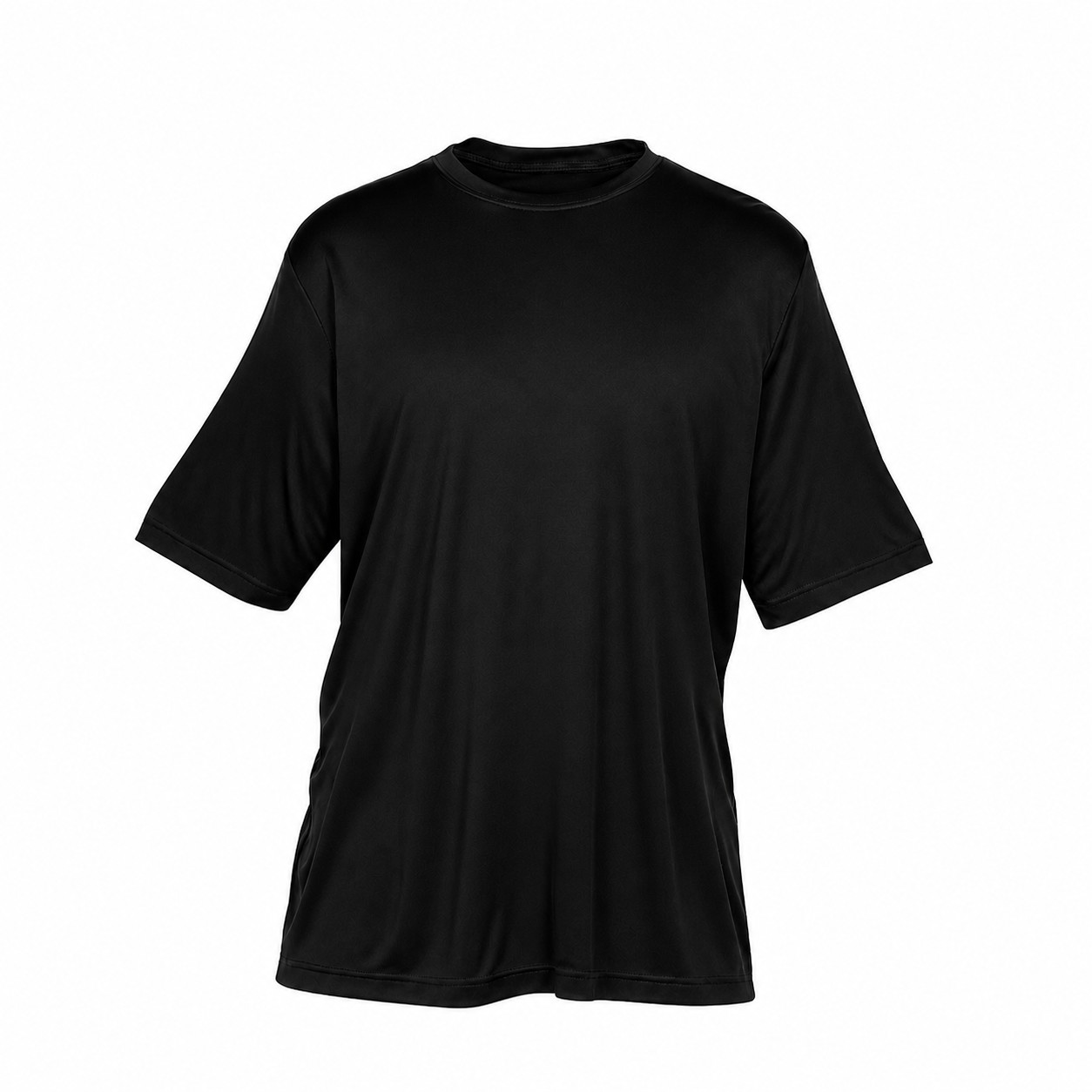 Polyester Performance Crewneck Tee — Black
