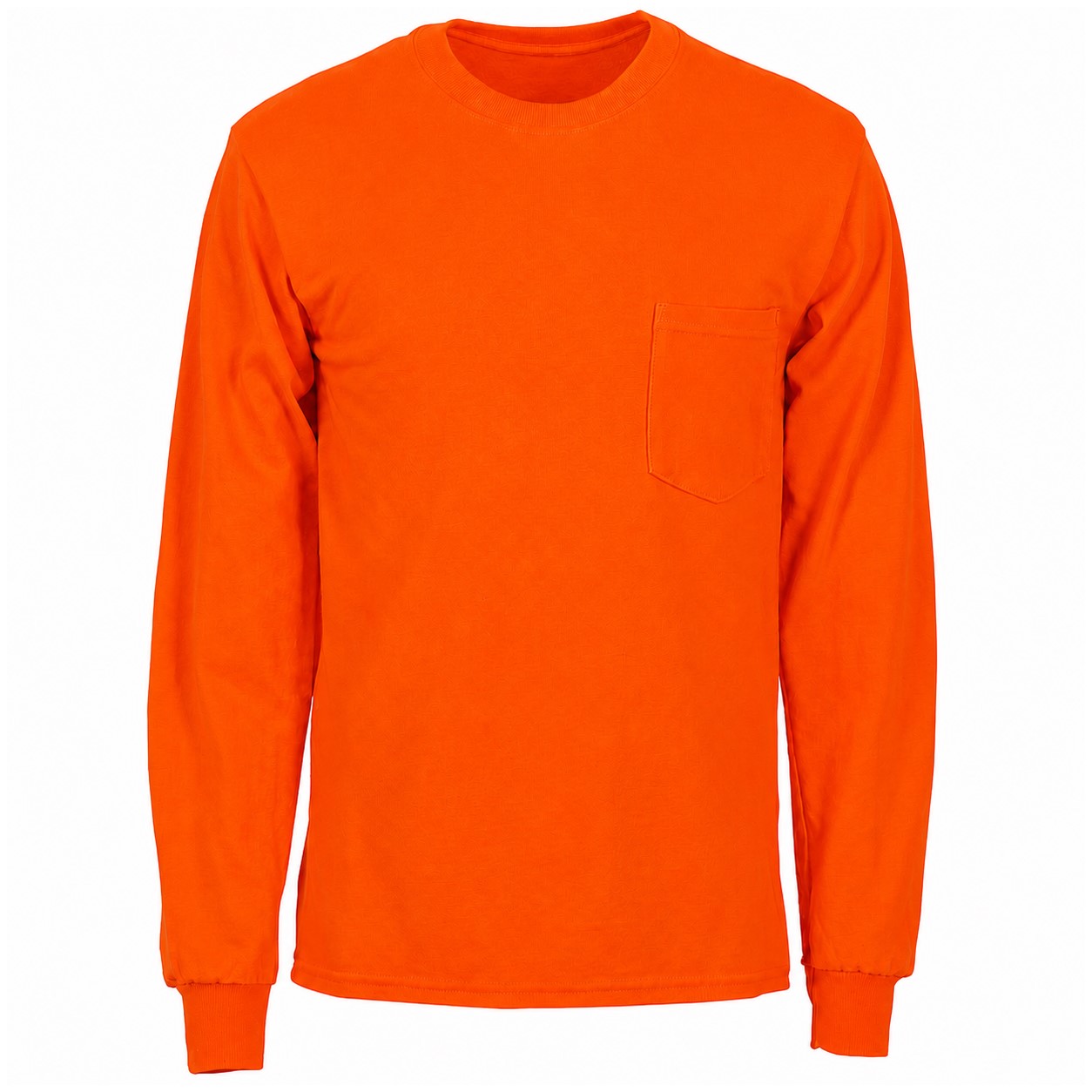 Cotton Pocket Long Sleeve Tee — Orange
