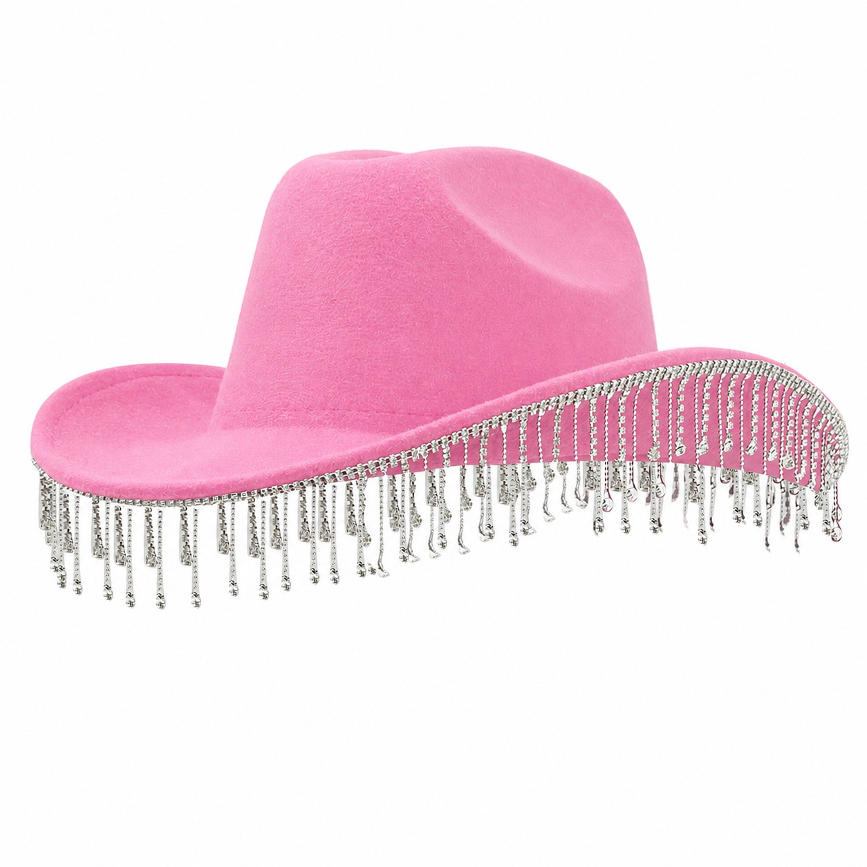 Polyester Rhinestone Cowboy Hat — Pink