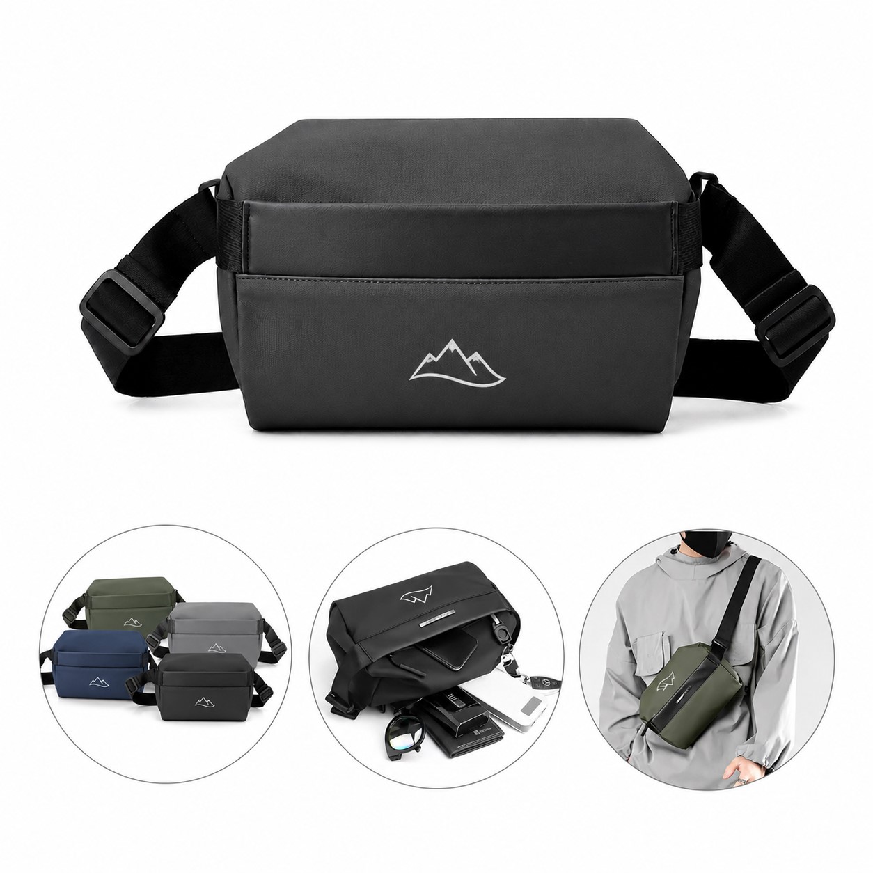 Nylon Crossbody Chest Pack With Front Pocket — view 1