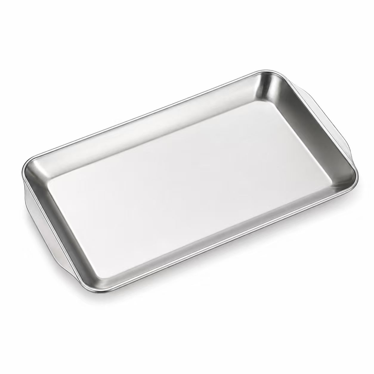 Small Handled Stainless Steel Dessert Tray — view 2