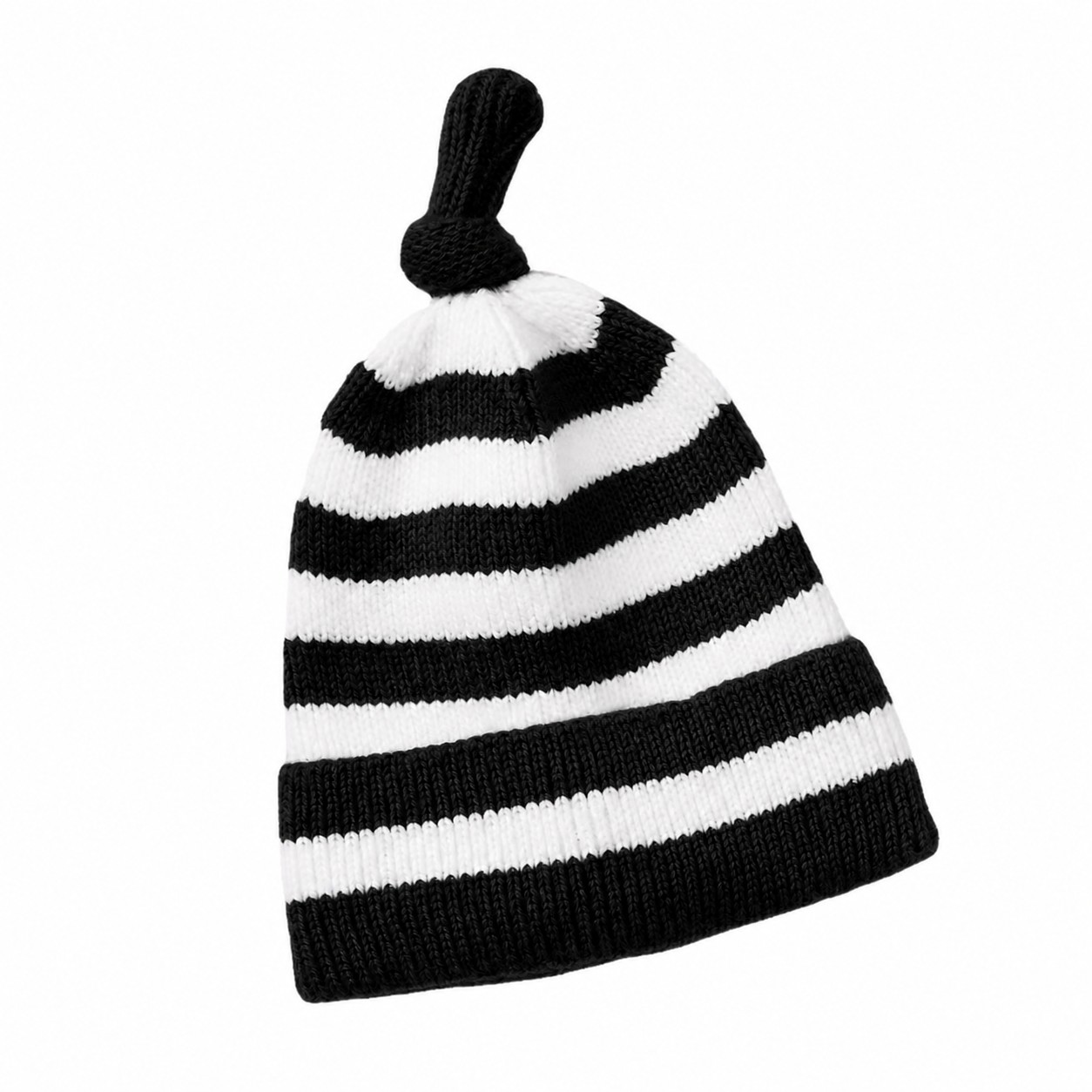 Polyester Striped Kids Knot Beanie — Black