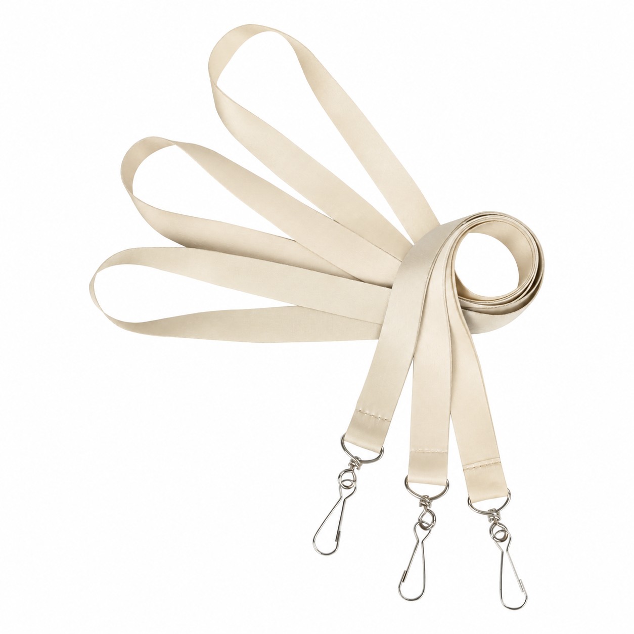 Polyester Lanyard With Clear Badge Holder — Natural Beige