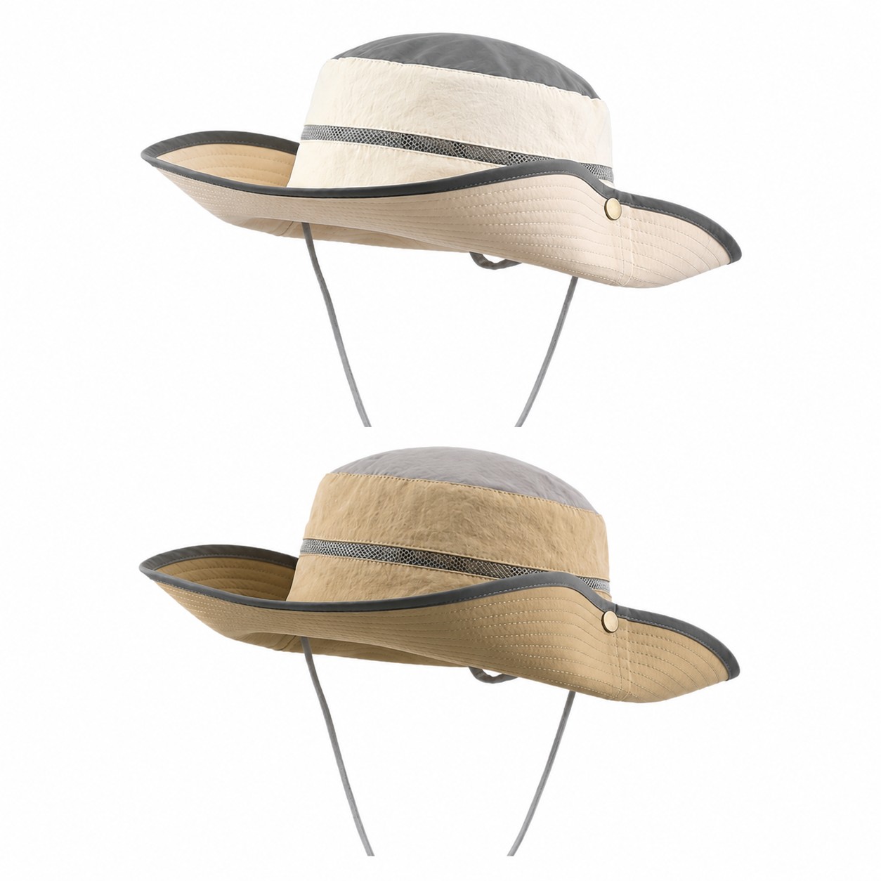 Straw Bucket Sun Hat With Chin Strap