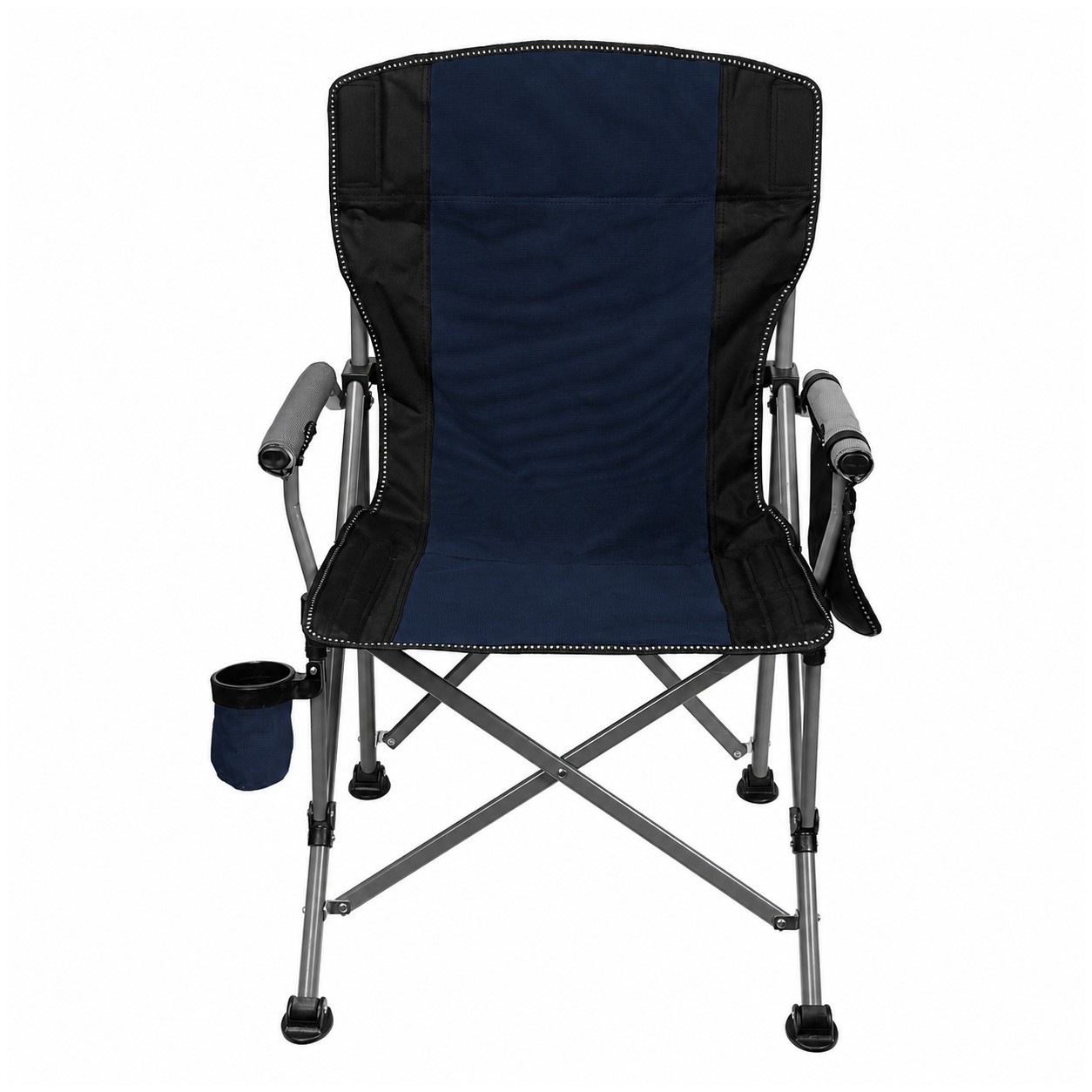 High Back Steel Frame Camp Chair — Black/Navy Blue