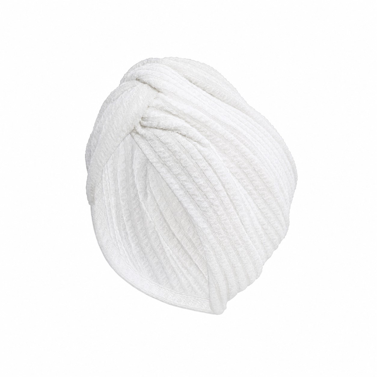 Ribbed Polyester Turban Headwrap — White