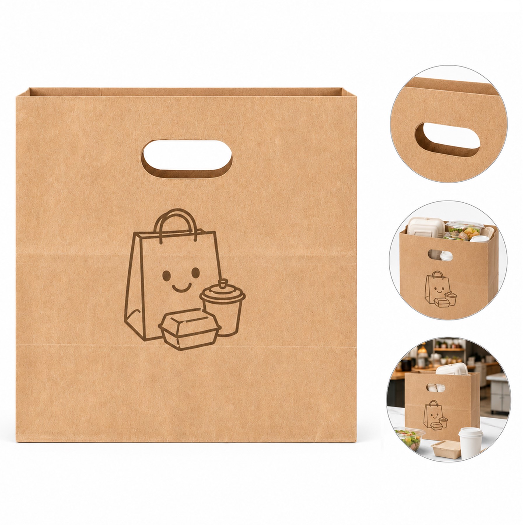 100 GSM Kraft Paper Food Tote Bag