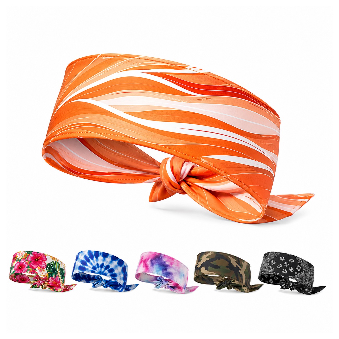 Adjustable Polyester Tie-Back Sports Headband