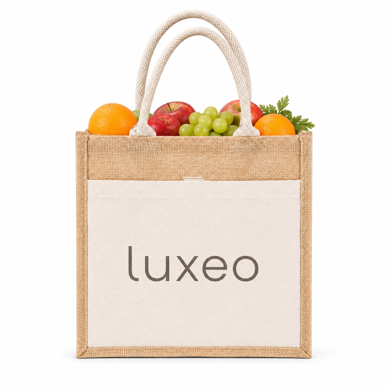 Large Jute Canvas Pocket Tote