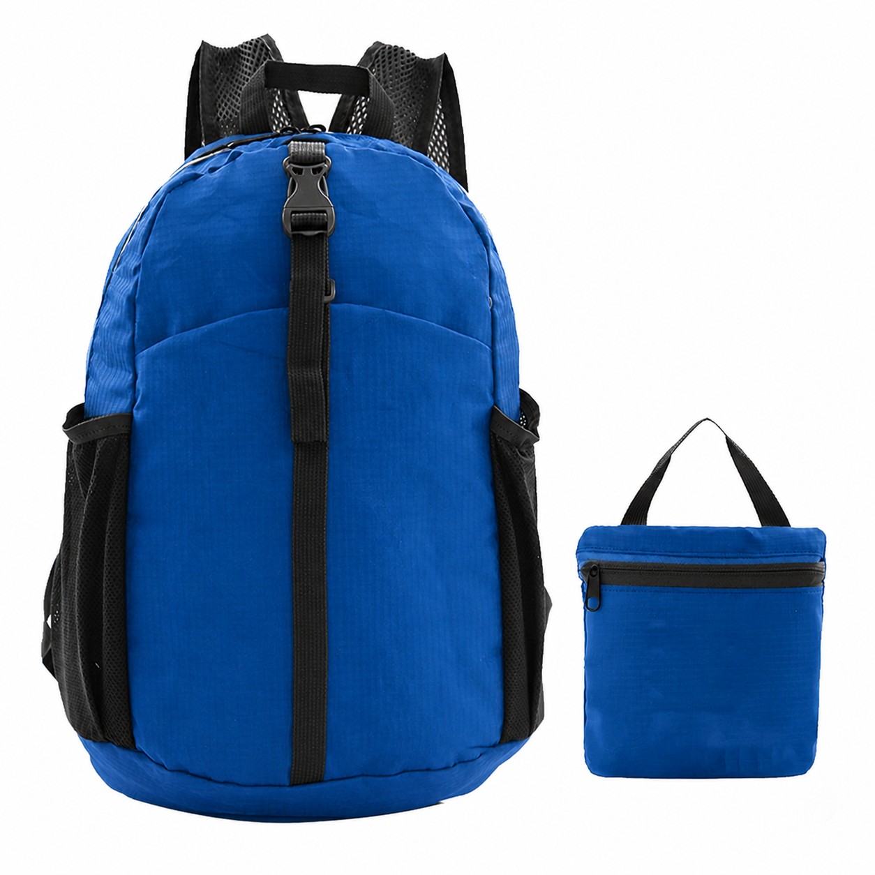 Foldable Nylon Travel Backpack — Blue