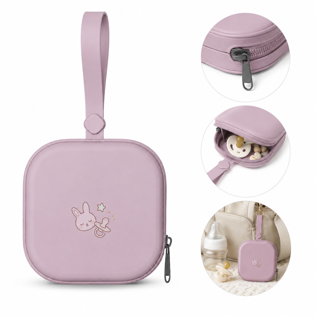 Square Silicone Pacifier Storage Pouch
