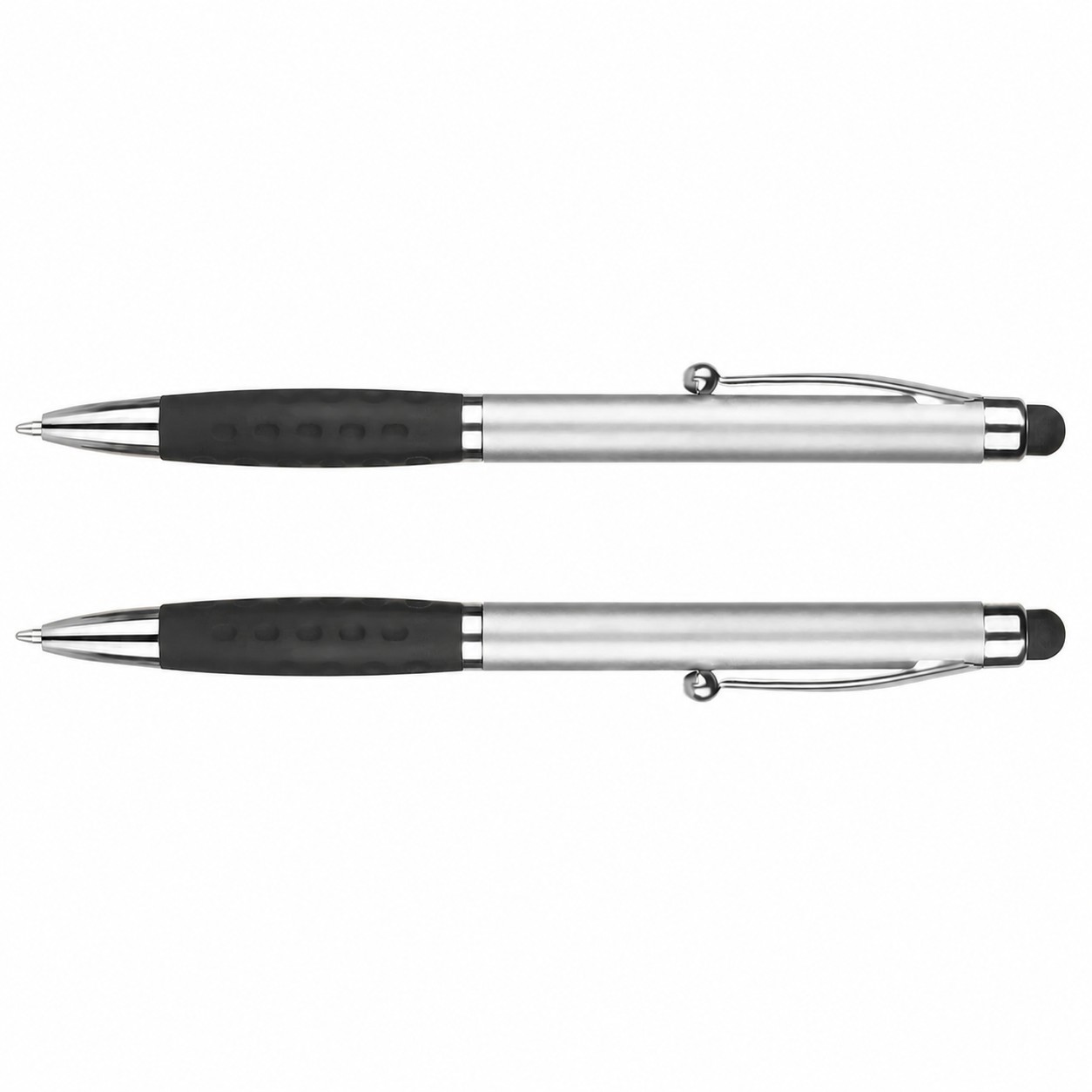 Plastic Grip Stylus Twist Pen — Silver