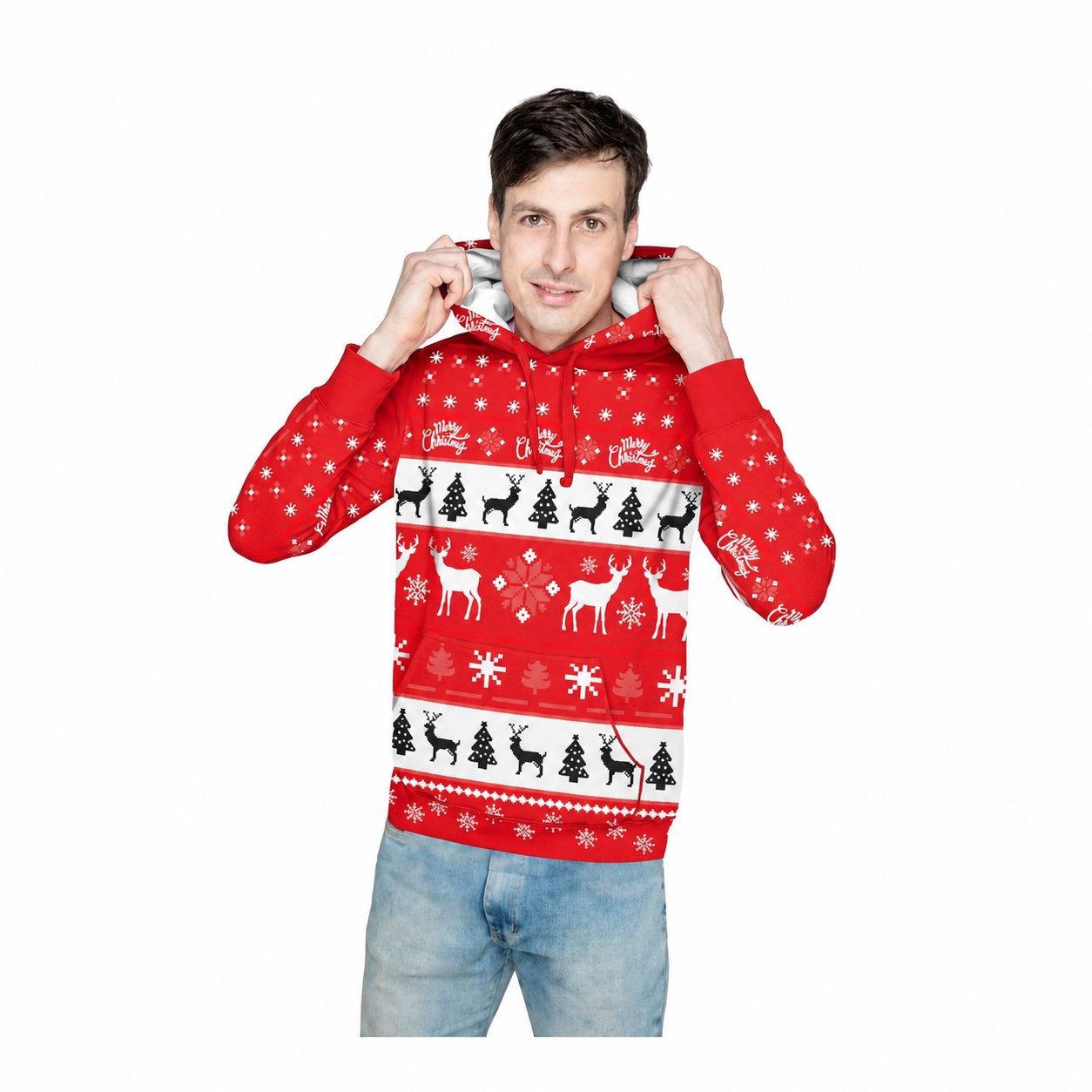 Polyester Hoodie With Kangaroo Pocket — Red