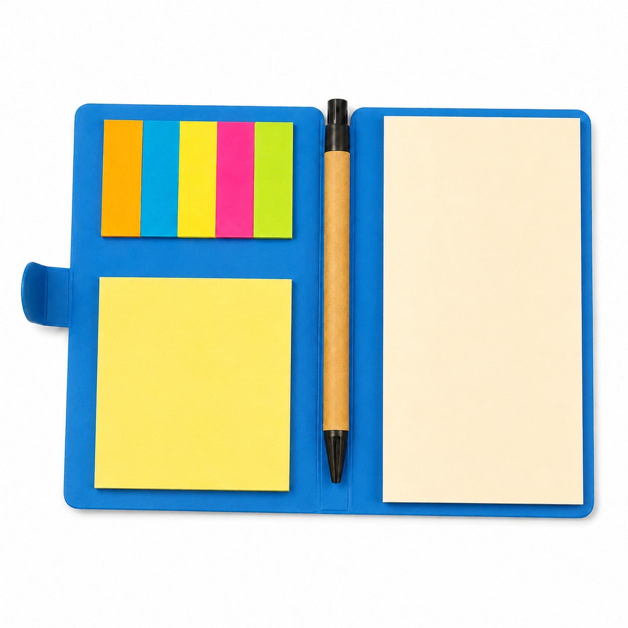 Compact Recycled Paper Snap Notepad — Blue