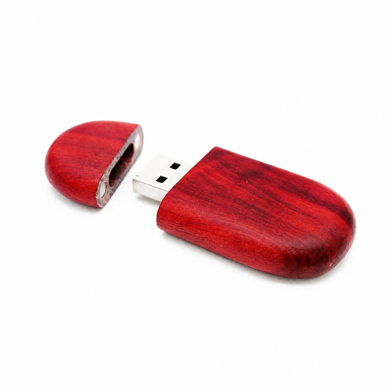 Oval Wood USB Drive — Red