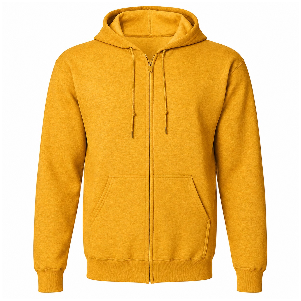 Full Zip Cotton Polyester Fleece Hoodie — Gold