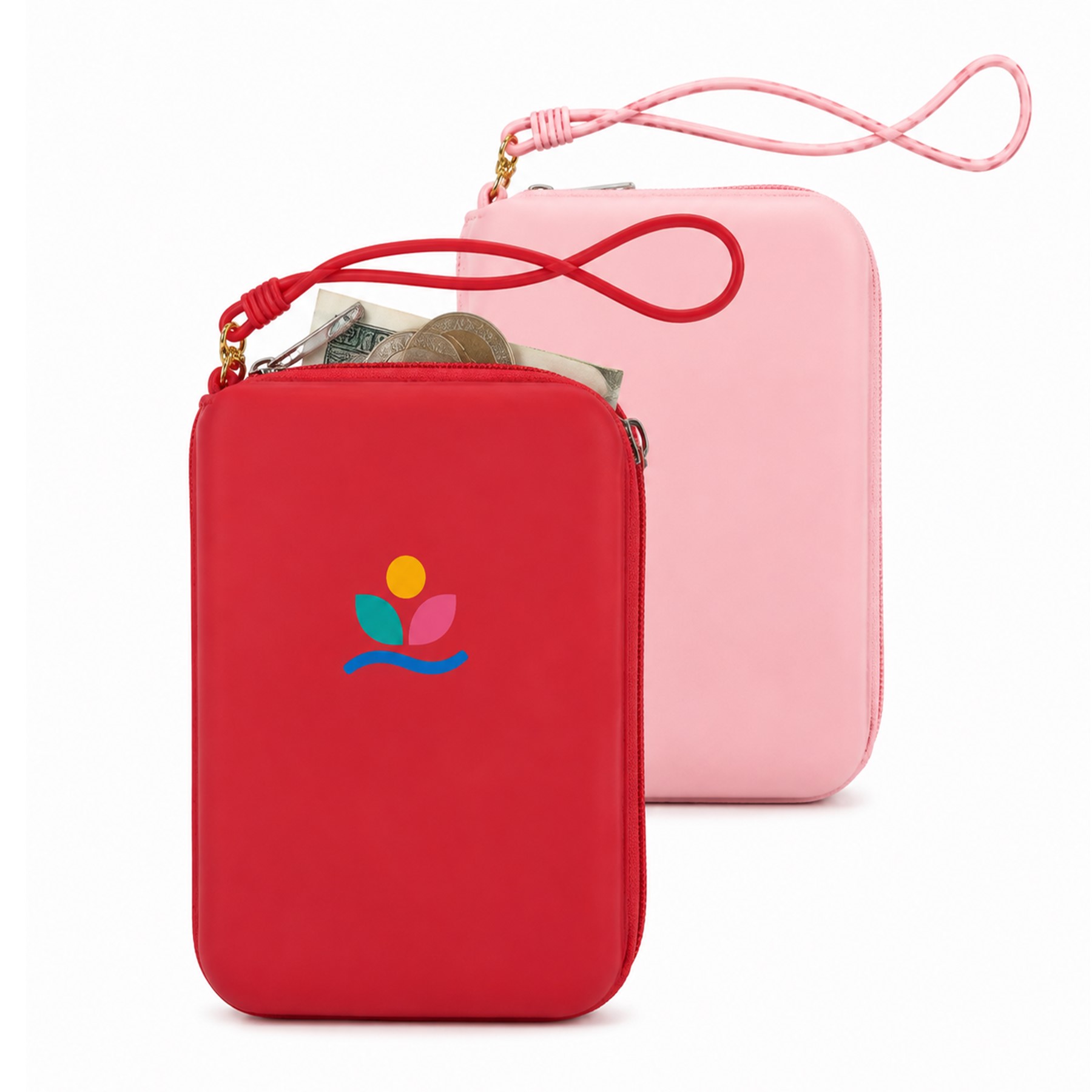 Rectangular Silicone Change Purse With Wrist Loop