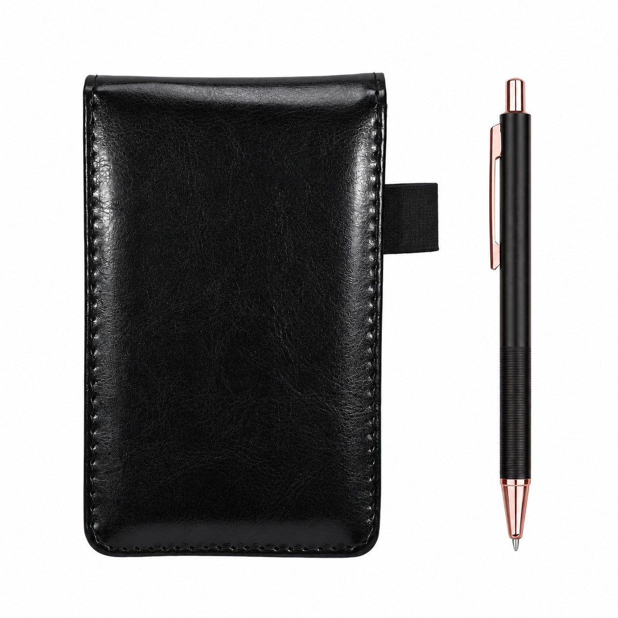 A7 PU Memo Pad Pen Holder — Black