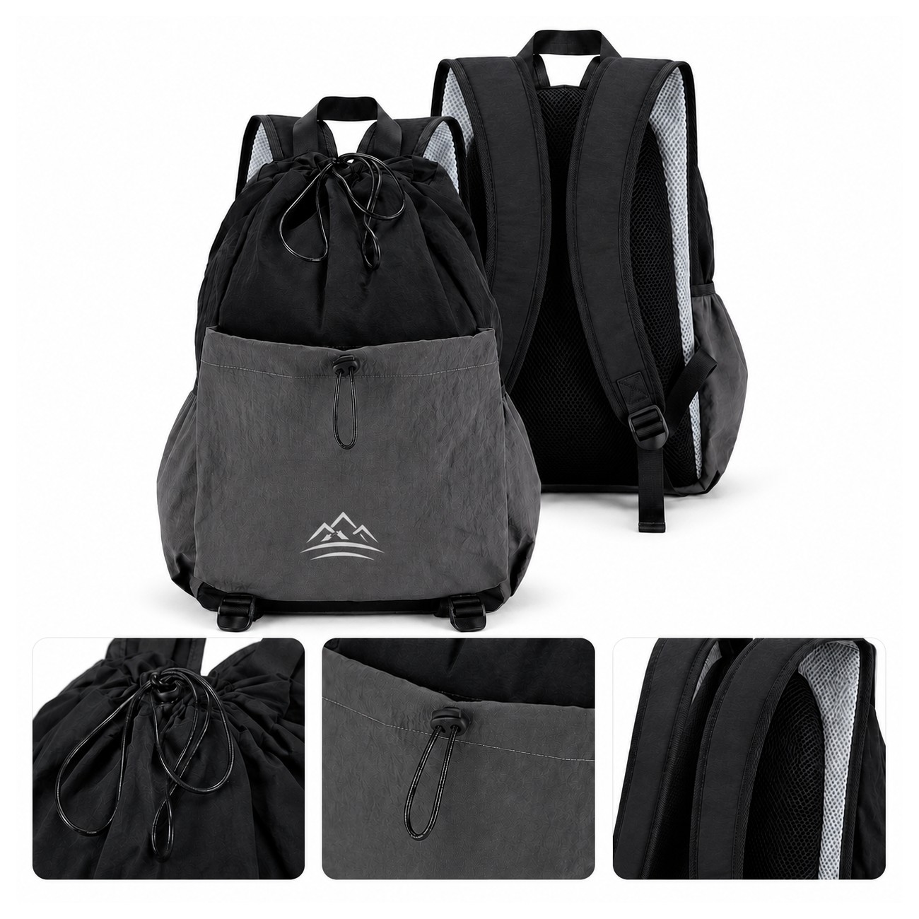 Button Closure Sports Drawstring Bag