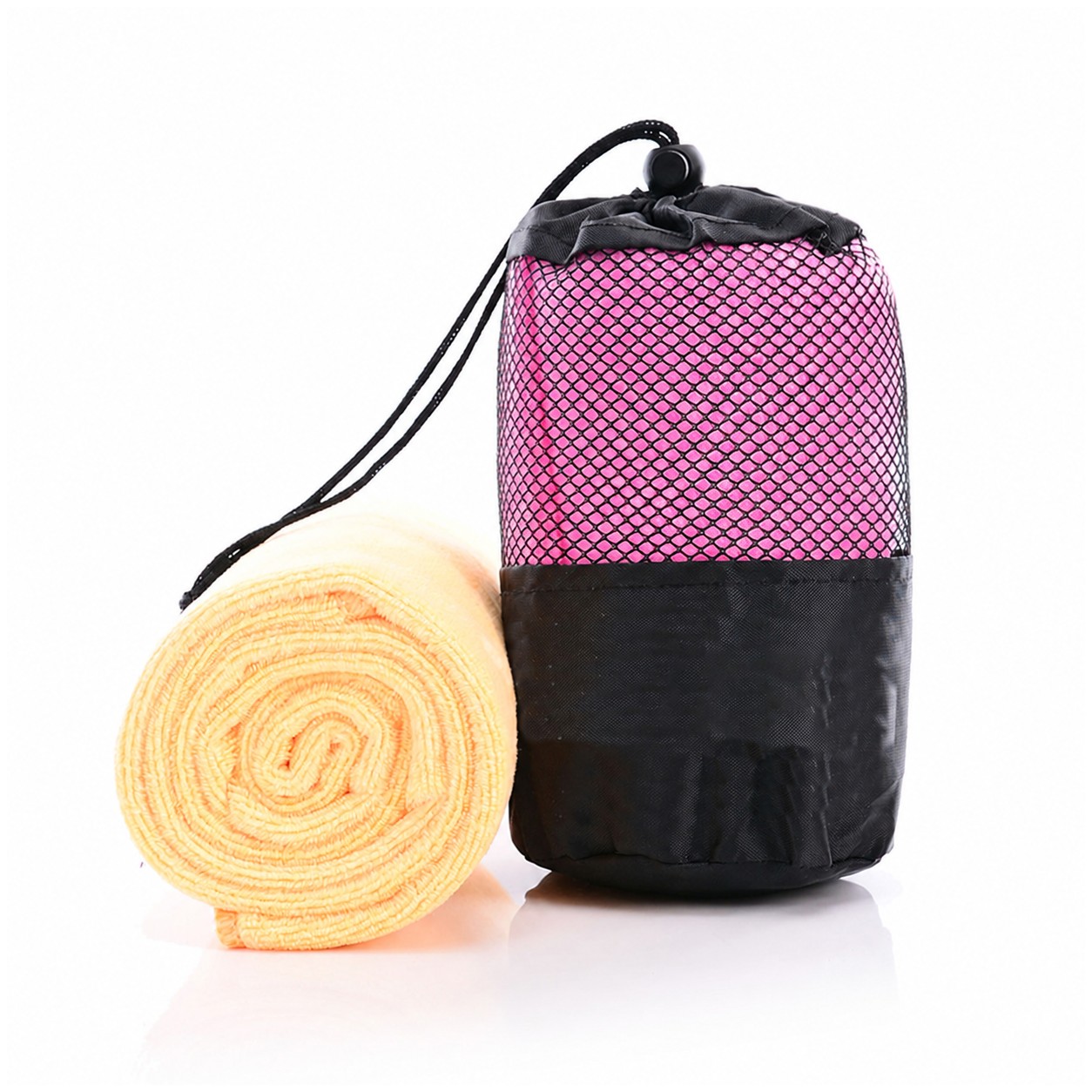 Microfiber Sports Towel With Mesh Sack — Pink