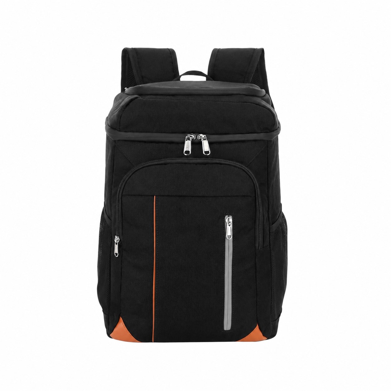 600D Polyester Zippered Storage Backpack Cooler — Black