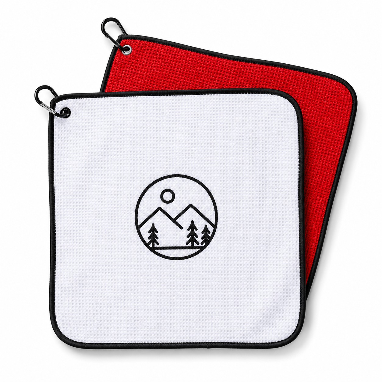 Square Waffle Golf Towel With Carabiner — view 1