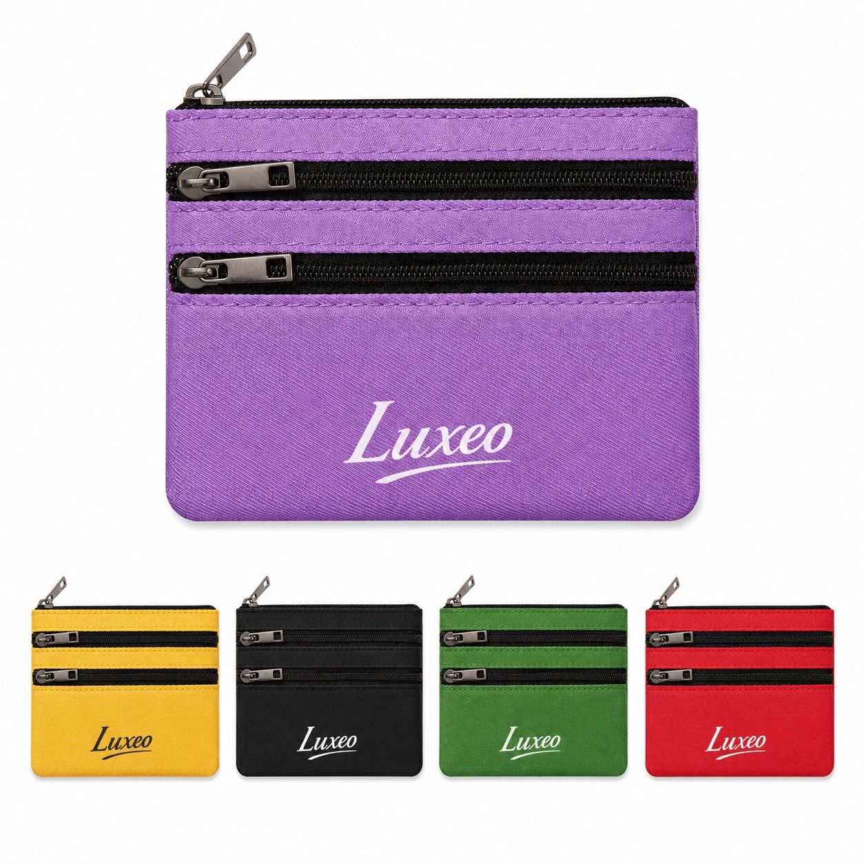 Canvas Triple Zipper Coin Purse