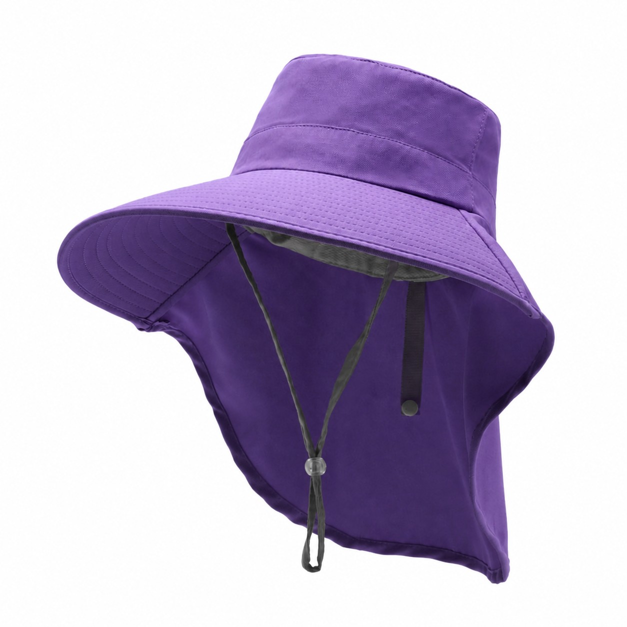 Polyester Ponytail Neck Flap Sun Hat — Purple