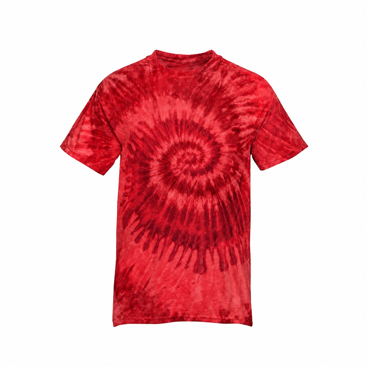 Spiral Tie Dye Cotton T Shirt — Red