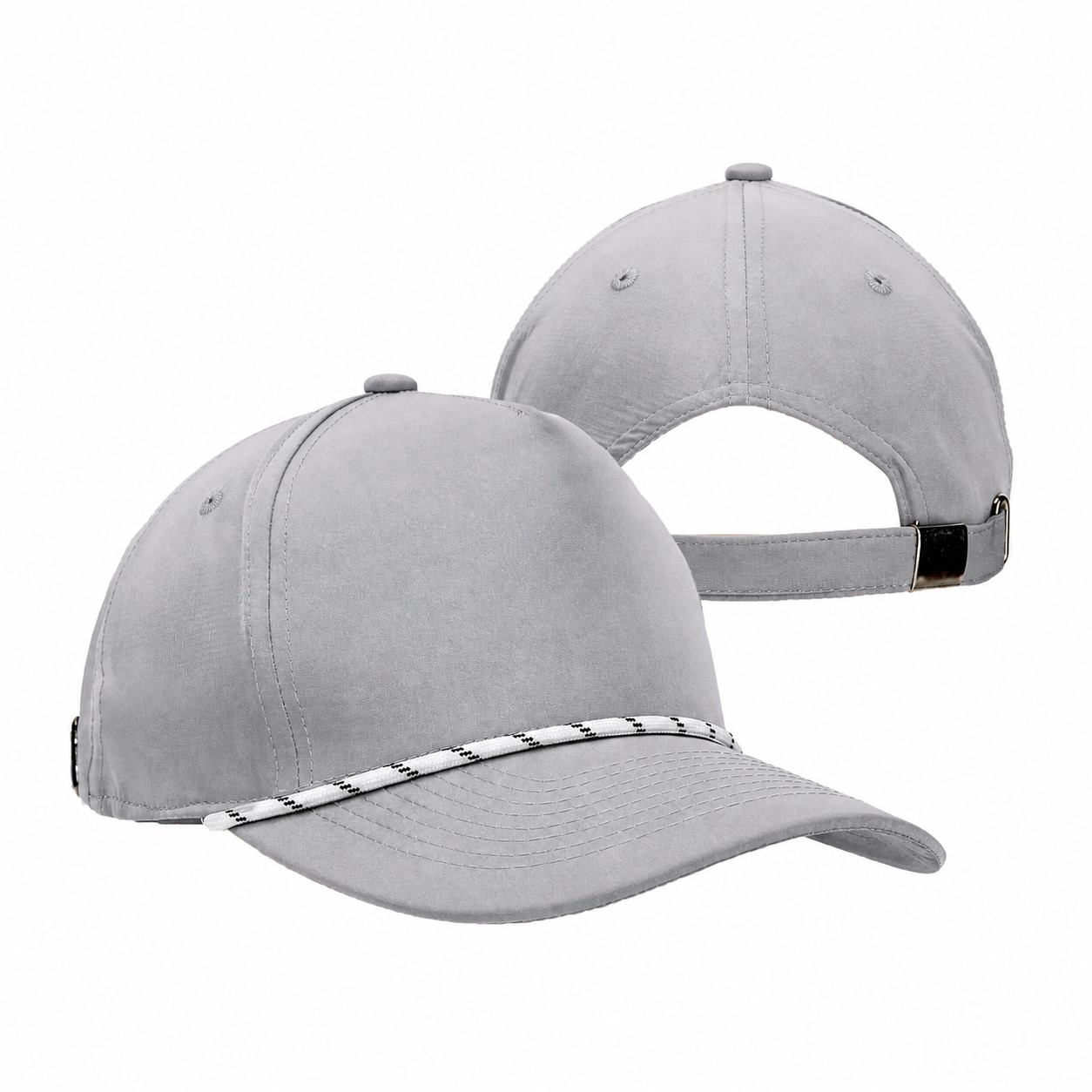 Polyester Adjustable Metal Buckle Cap — Silver Gray