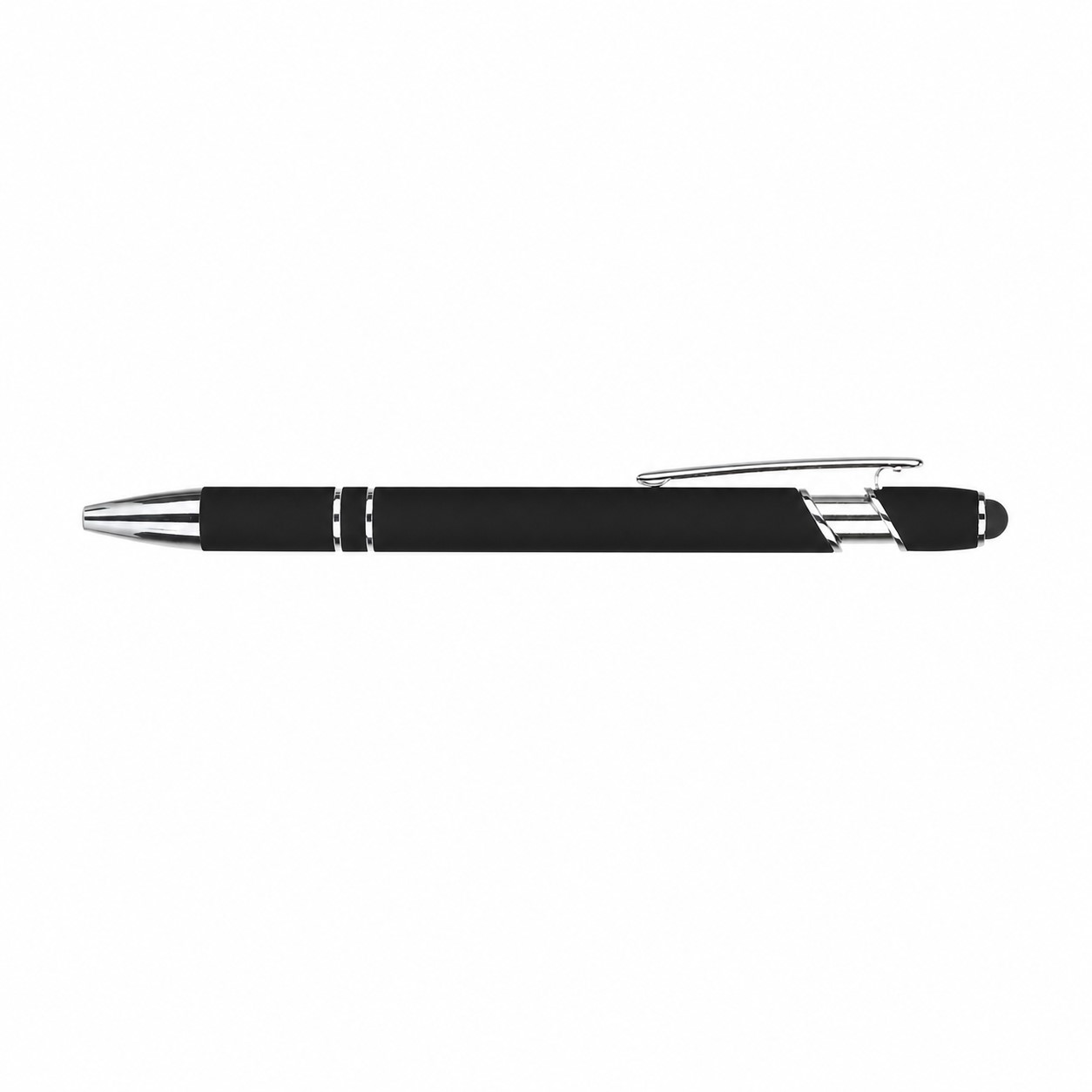 Soft Barrel Metal Stylus Ballpoint Pen — Black