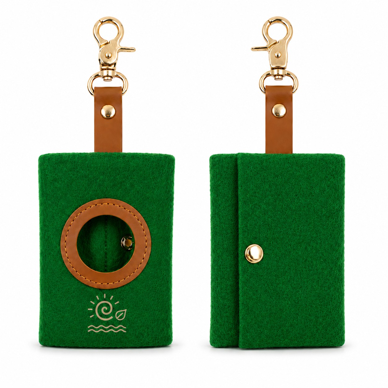 Felt Pet Waste Bag Pouch With Clip — view 1