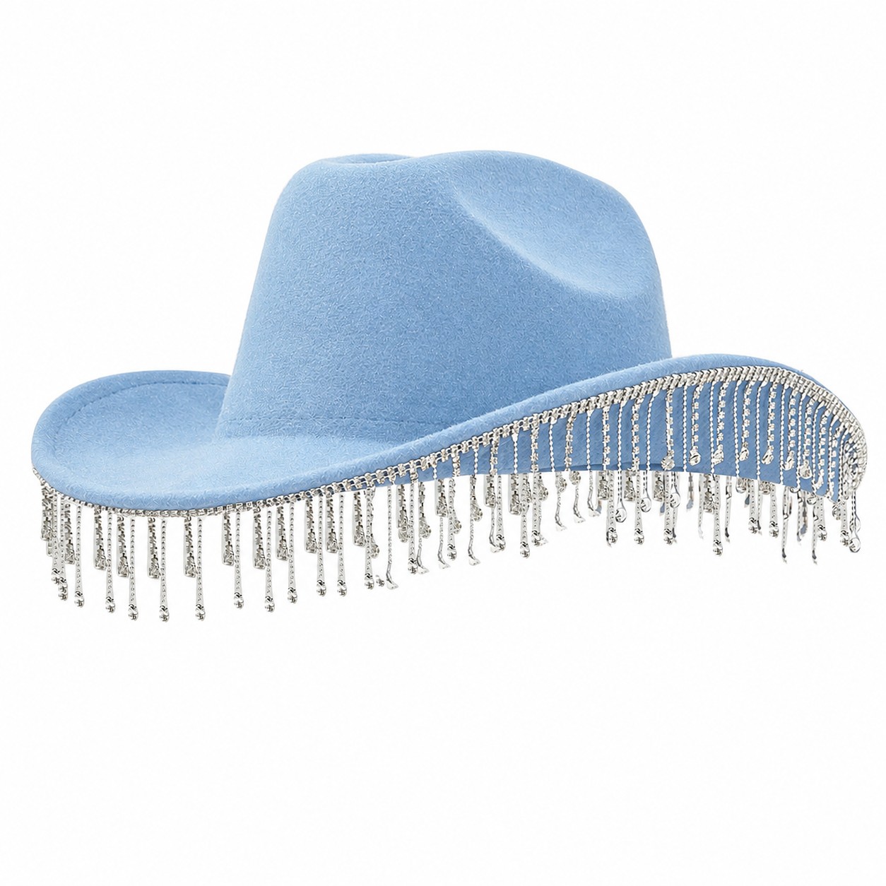 Polyester Rhinestone Cowboy Hat — Sky Blue