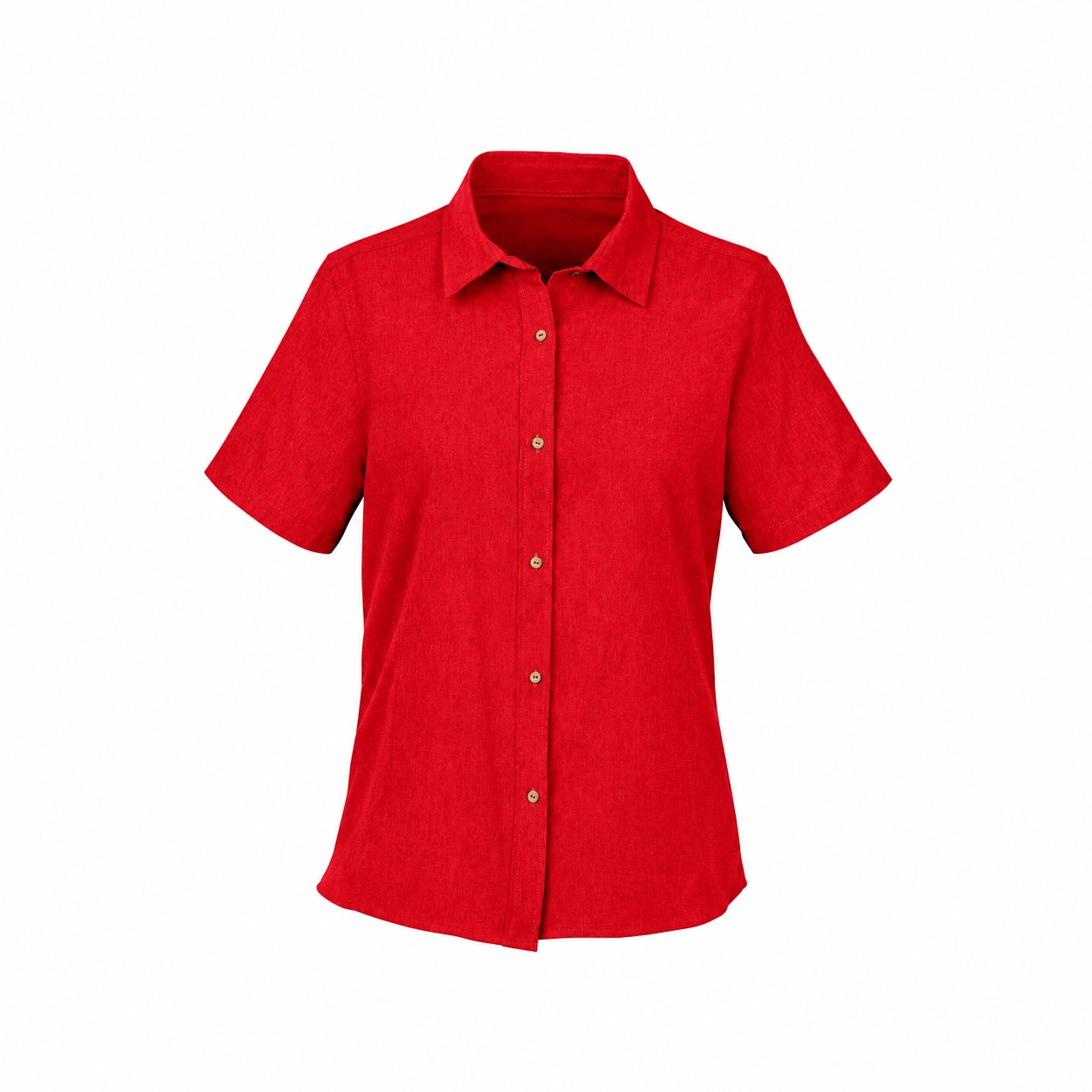 Collared Cotton Workwear Shirt — Red