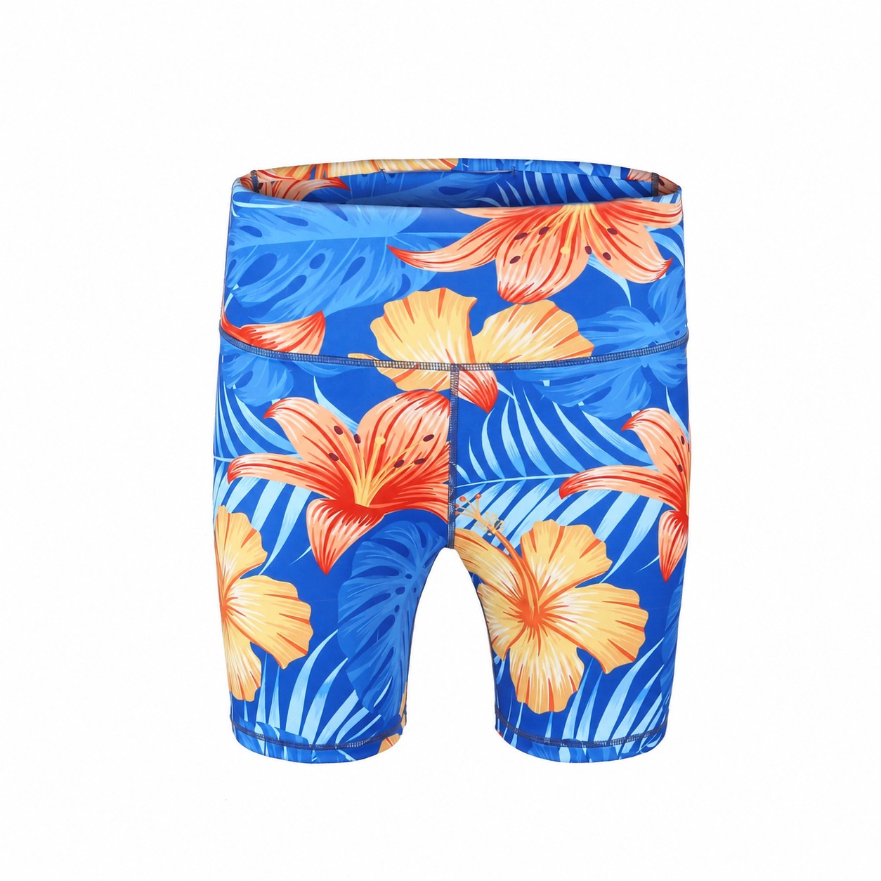High Waist Yoga Shorts — Blue