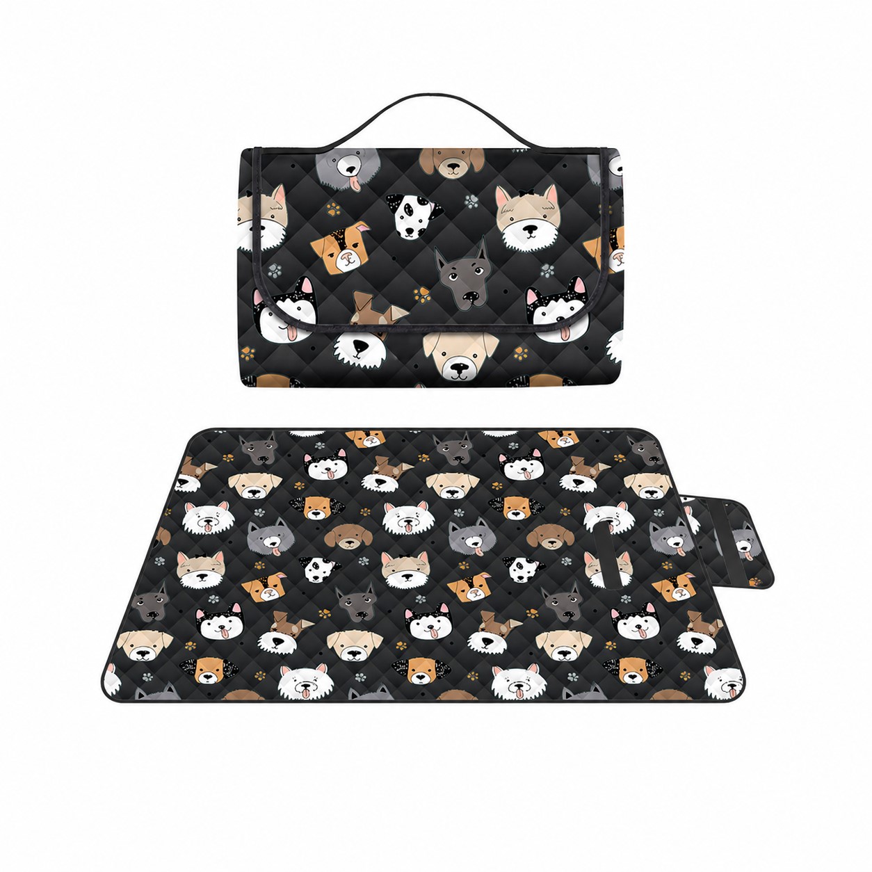 PEVA Picnic Blanket With Carry Flap — Black