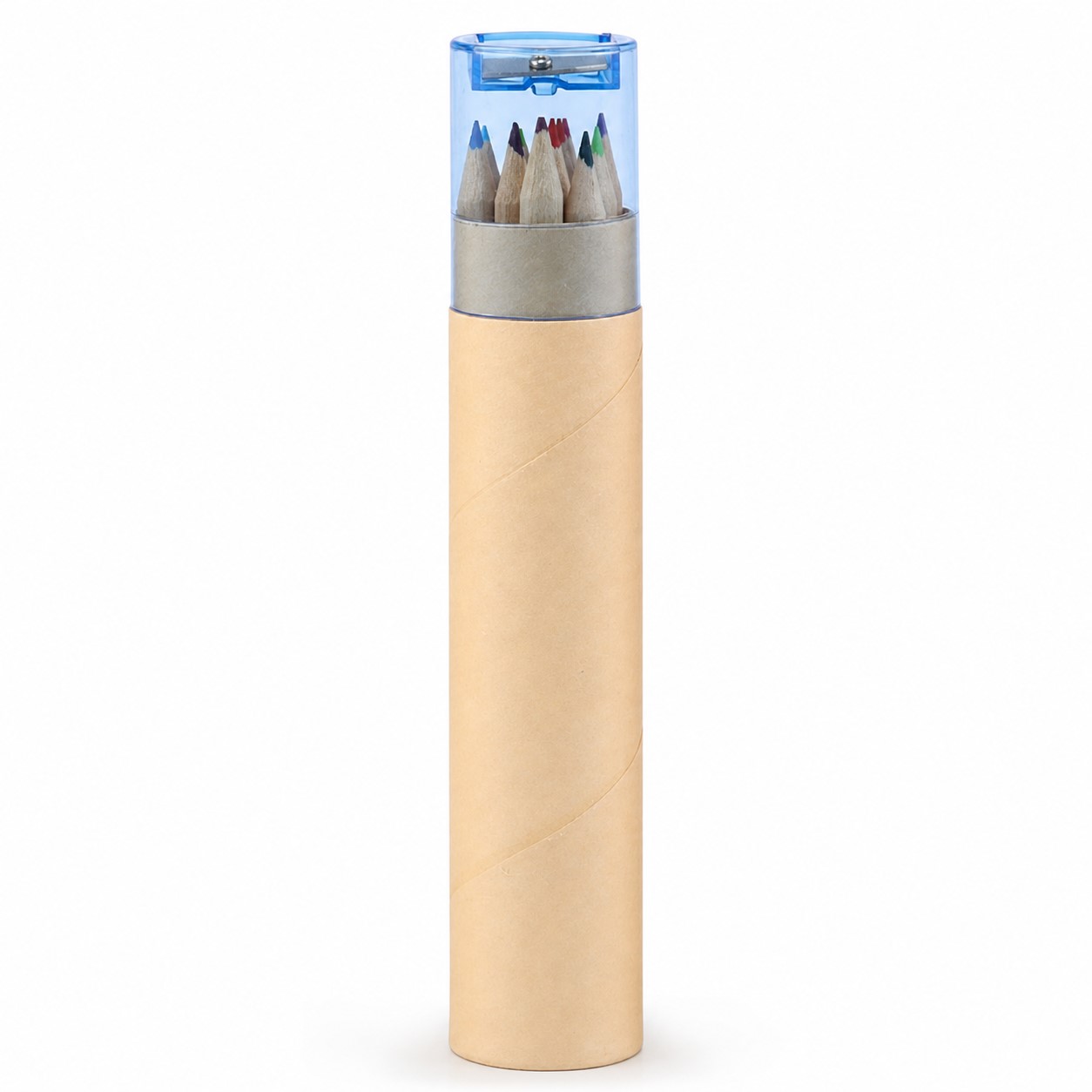 Cylindrical Wood Colored Pencil Set With Sharpener — view 2