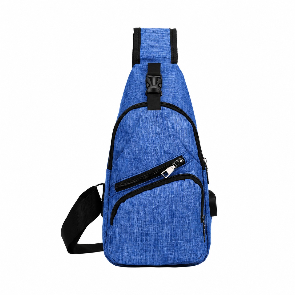 300D Polyester Crossbody Sling Bag — Blue