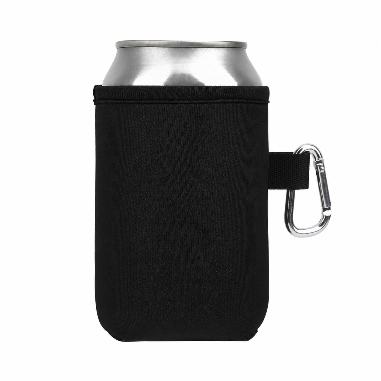 Neoprene Can Cooler With Carabiner — Black