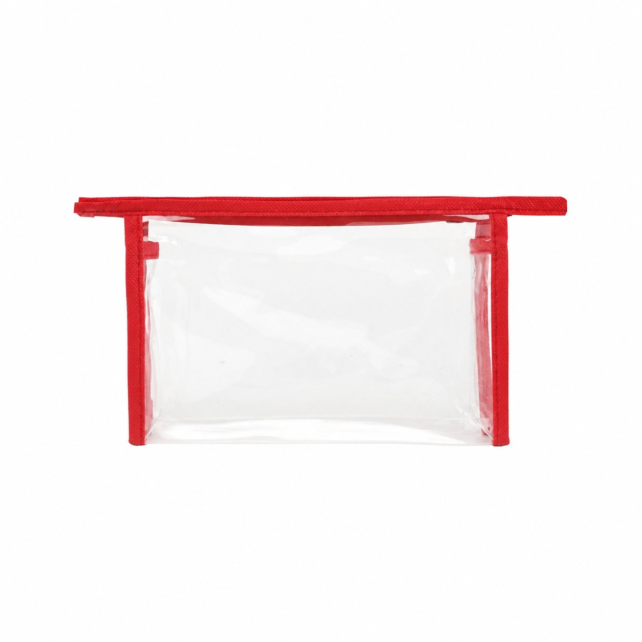 Clear PVC Carry Handle Toiletry Bag with 80GSM Non-Woven Trim — Red