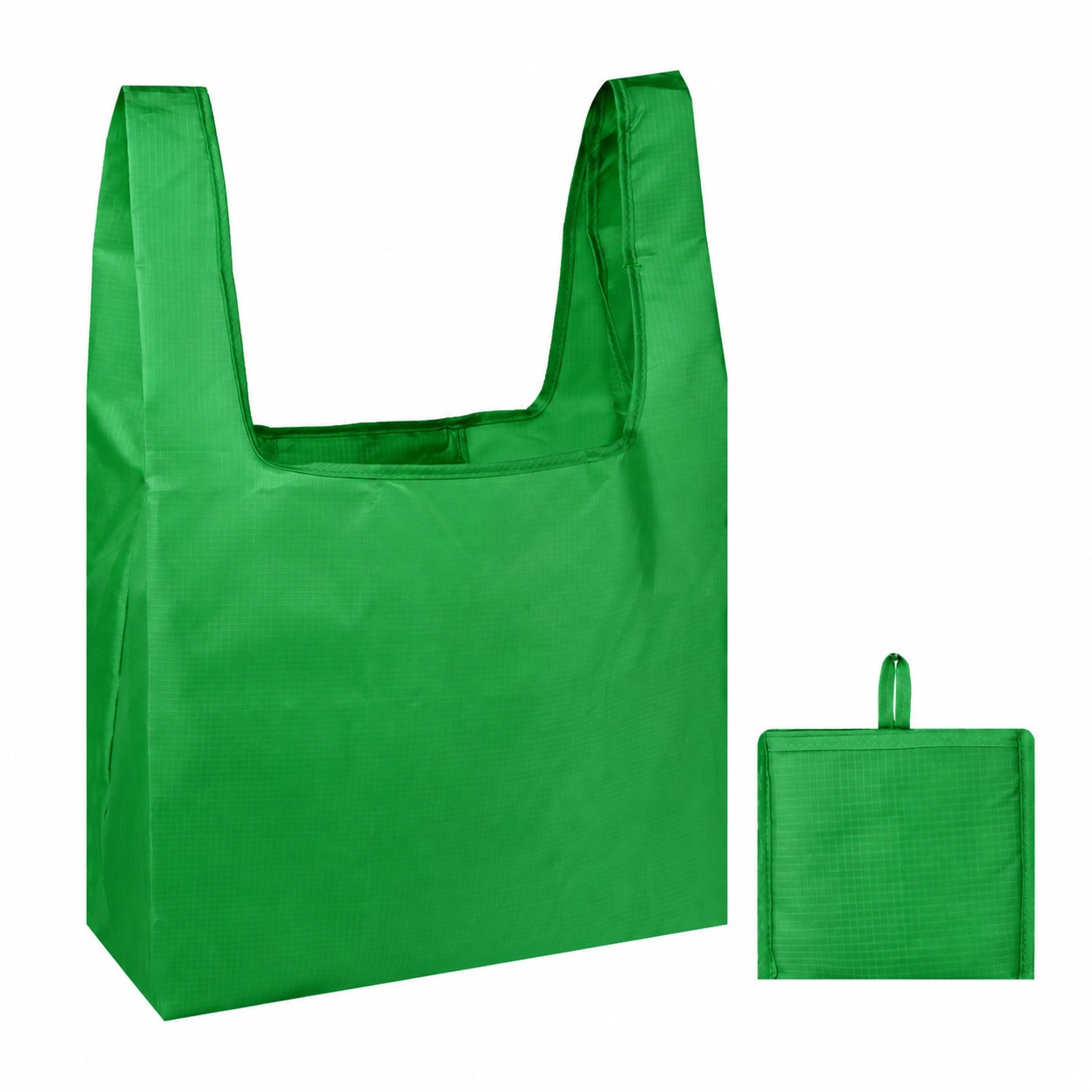 420D Polyester Foldable Tote with Storage Pouch — Green
