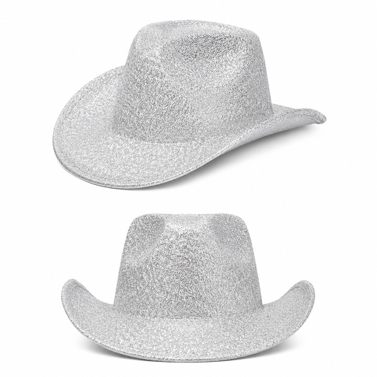 Silver Sequin Wool Felt Cowboy Hat