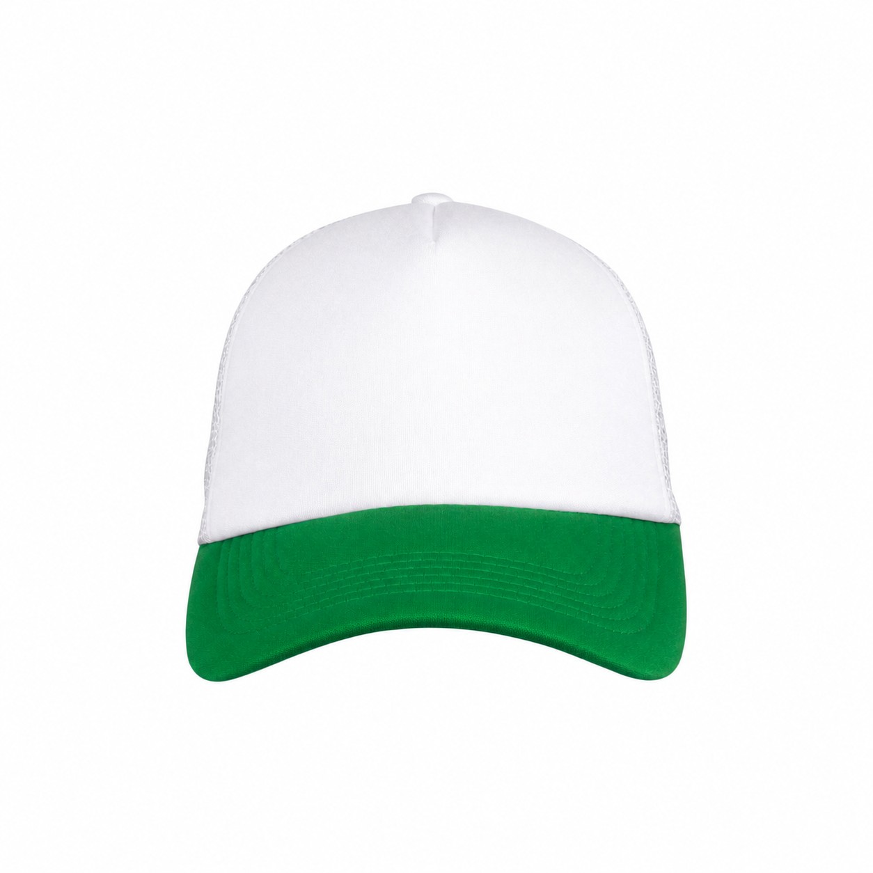 22.8-Inch Five-Panel Foam Trucker Cap — White/Green