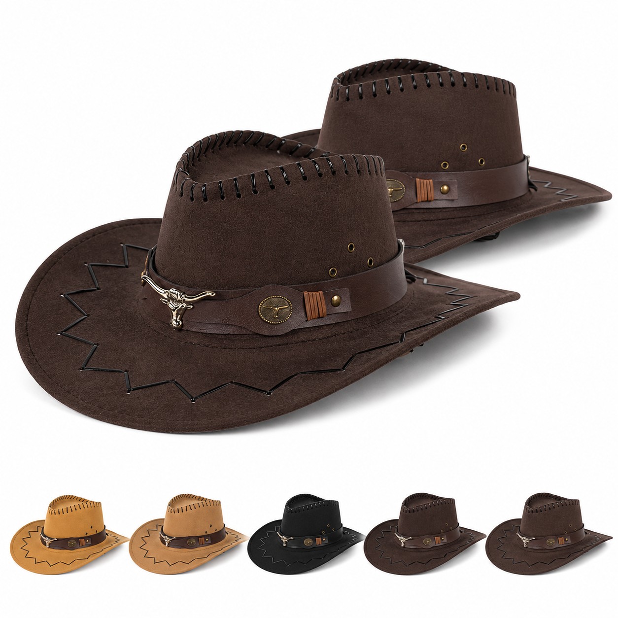 Polyester Cowboy Hat With Western Stitching