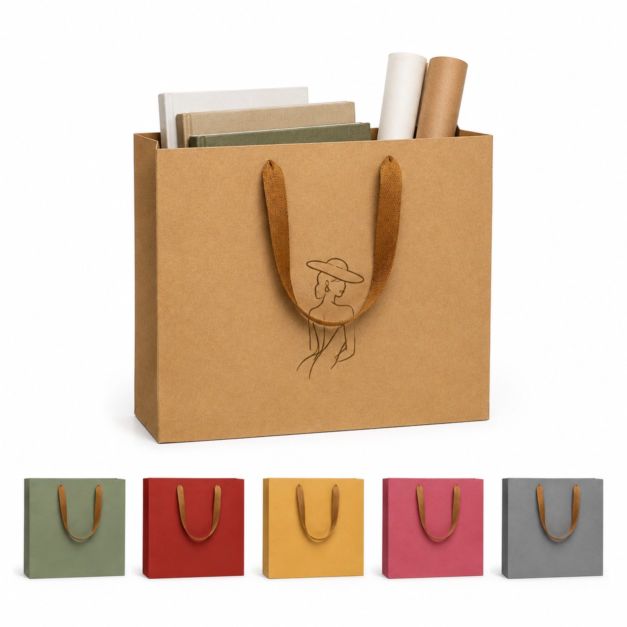 Large Non-Woven Grocery Bag With Ribbon Handles