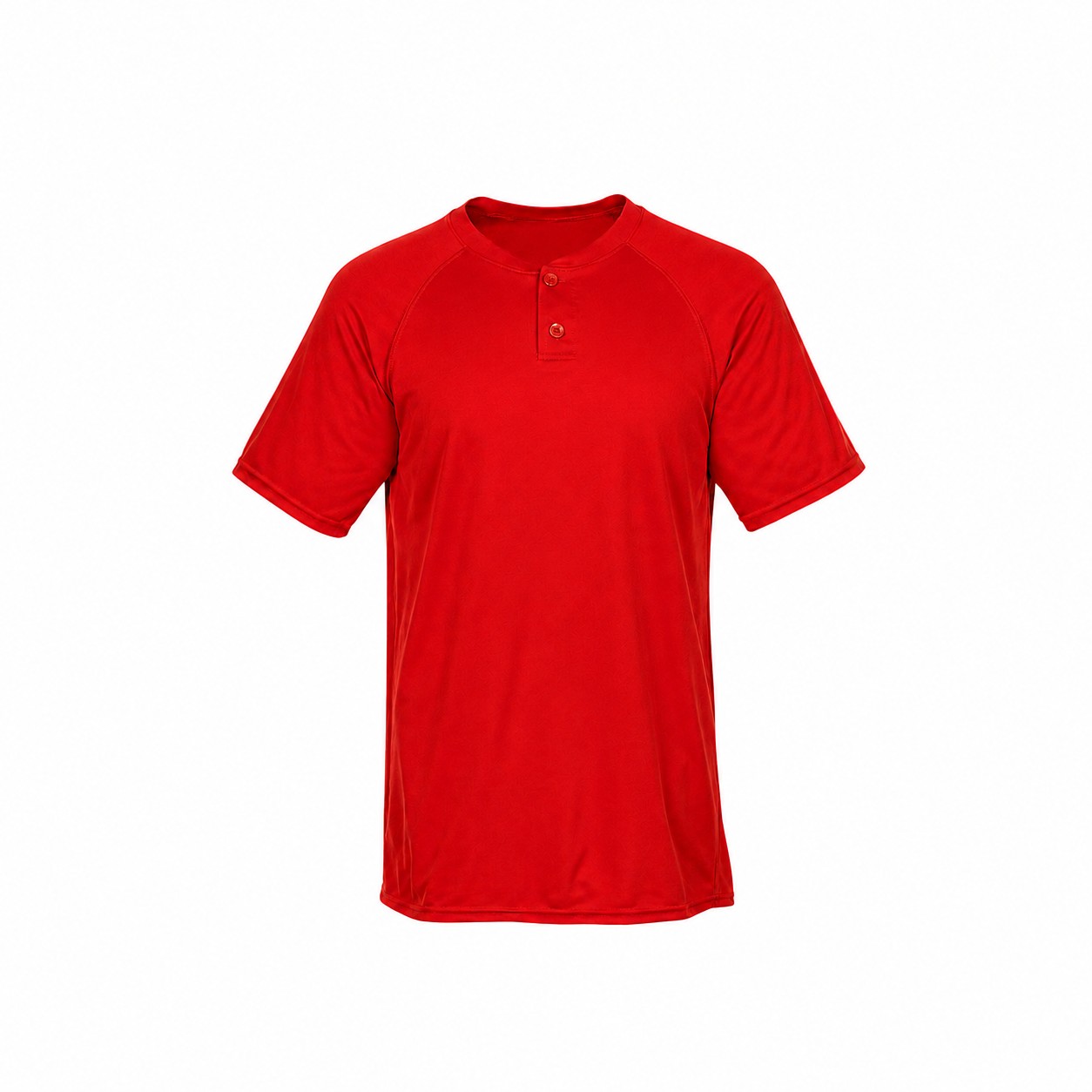 Polyester Two Button Baseball Jersey — Red