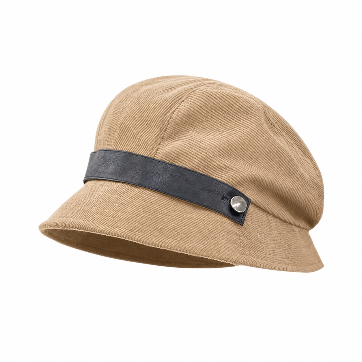 Corduroy Short Brim Cadet Cap — Khaki Beige